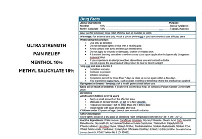 Heating Pain Relief Cream (Generic Label Ultra Strength Pain Relief Menthol 10 Methyl Salicylate 18)